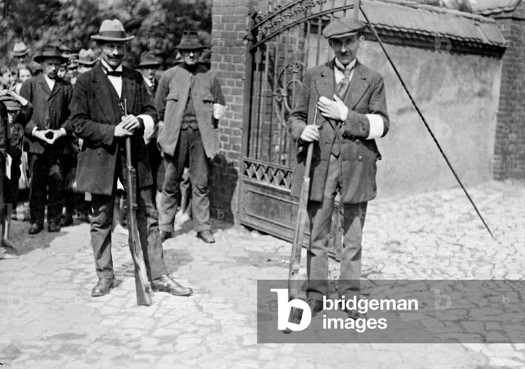 Militia during riots in Upper Silesia, 1920 (b/w photo)