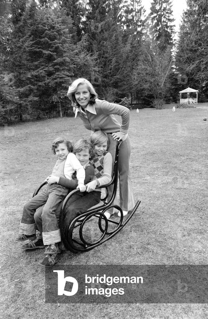 The Beckenbauer family, 1974 (b/w photo)