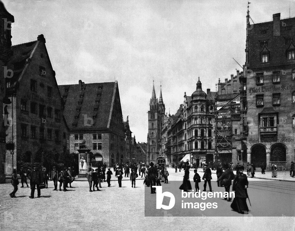 Koenig Street in Nuremberg (b/w photo)