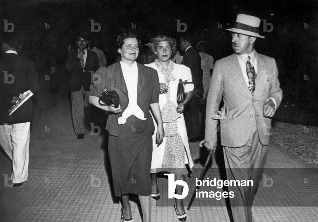 King Amanullah Khan in exile, on his way to a social event, Italy, 1937 (b/w photo)