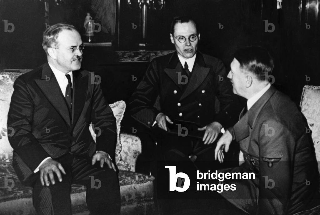 Vyacheslav Molotov with Adol Hitler, 1940 (b/w photo)