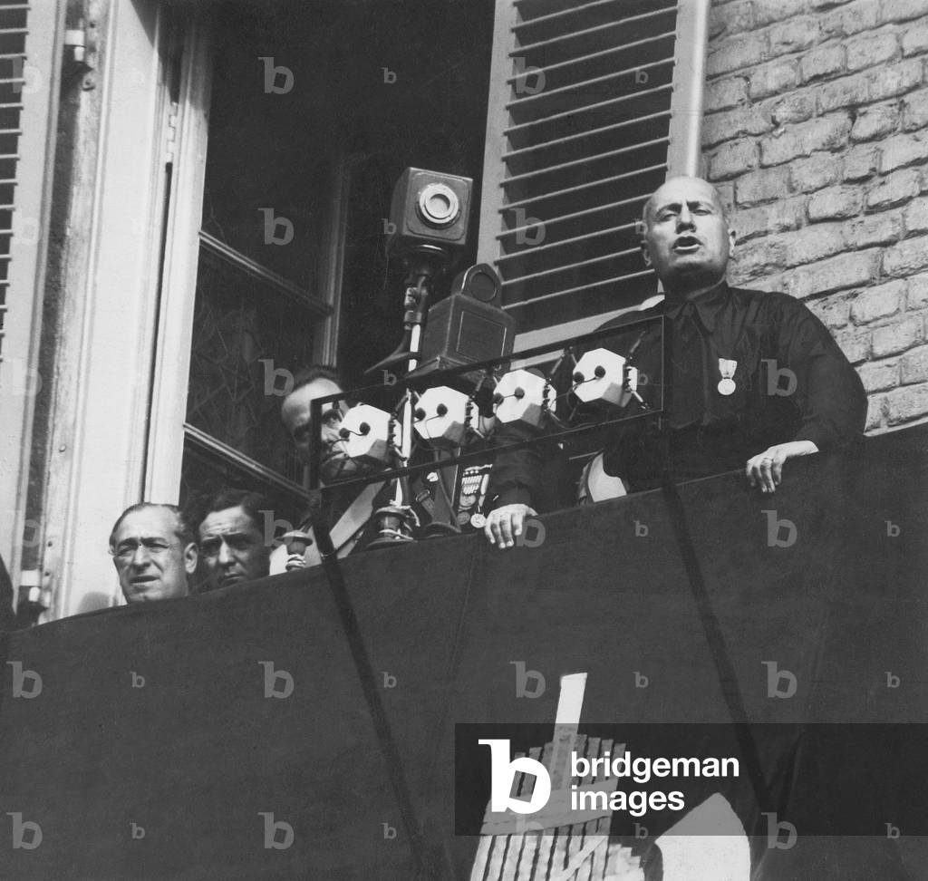 Benito Mussolini in Turin, 1932 (b/w photo)