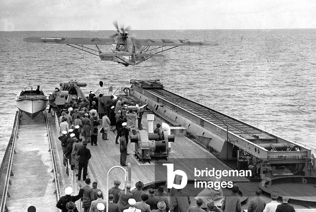 A Dornier Do J-Wal 31 'Taifun' belonging to Lufthansa taking off from a catapult, 1937 (b/w photo)