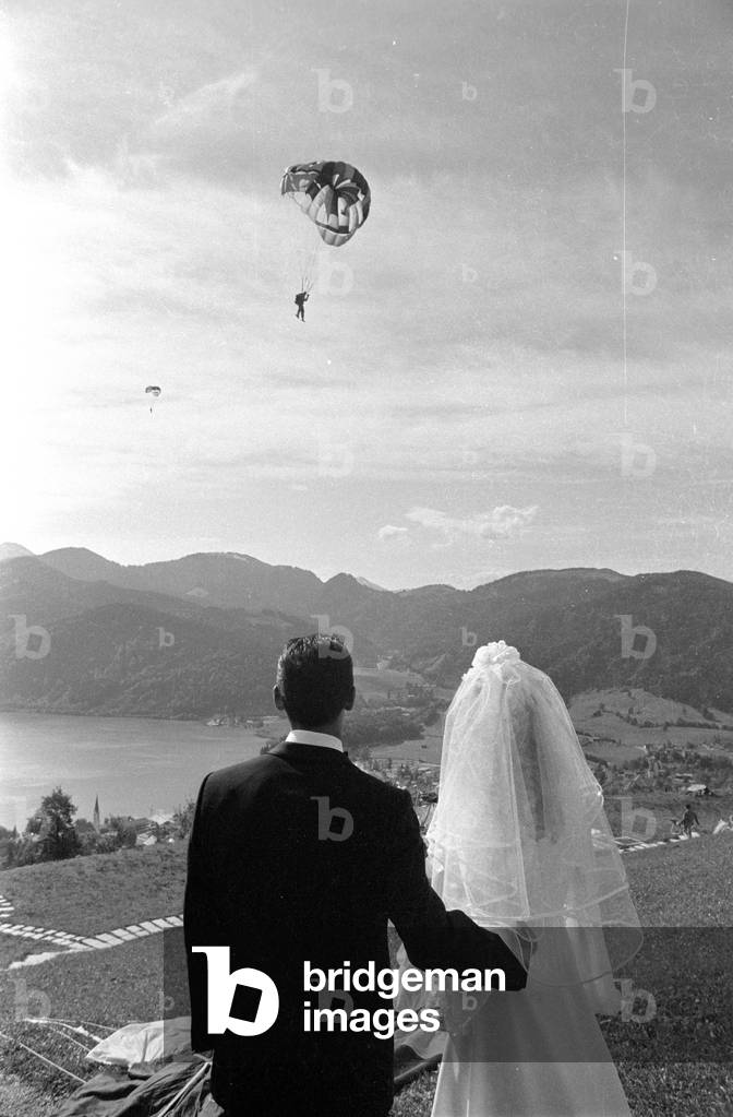 Wedding on the Schliersbergalm, 1974 (b/w photo)