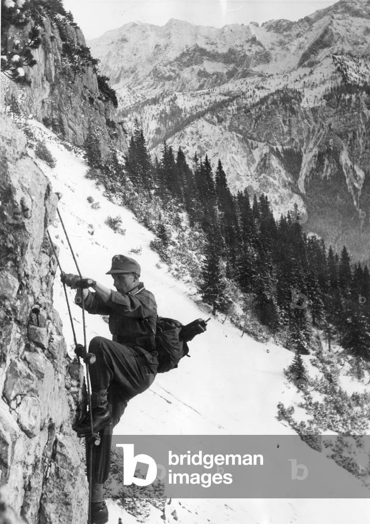 Mountain Troopers During a Maneuver in a High Mountain Region, 1939 (b/w photo)