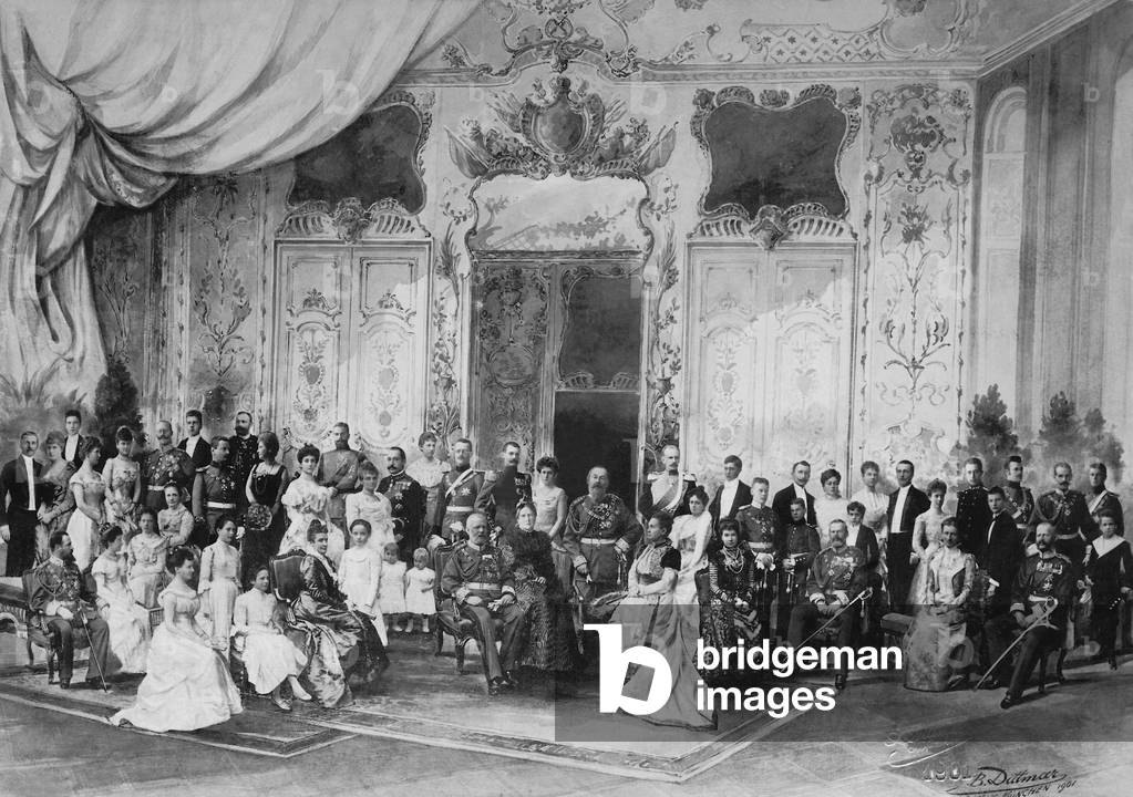 Prince Regent Luitpold of Bavaria with his family, 1901 (b/w photo)