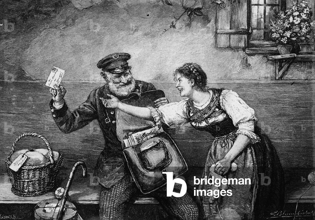Postman, around 1900 (b/w photo)