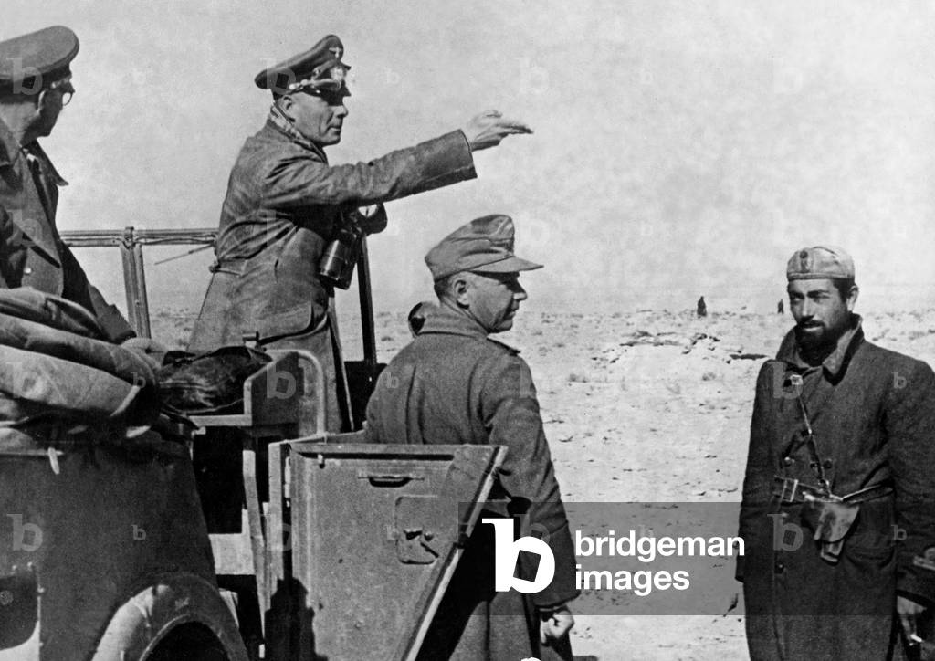 Erwin Rommel with an Italian division, 1942 (b/w photo)