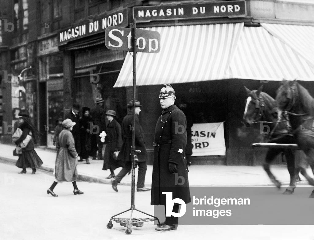 Traffic policeman in Copenhagen, 192 (b/w photo)