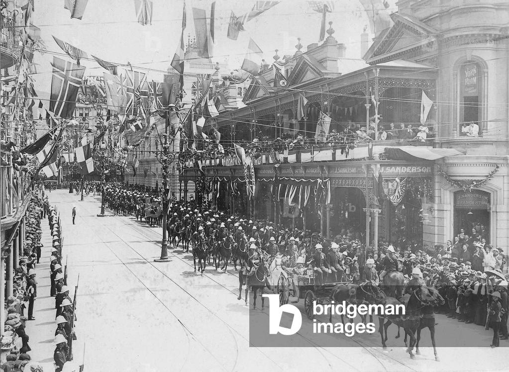 Duke Arthur of Connaught on the way to the opening of the South African Federal Parliament (b/w photo)