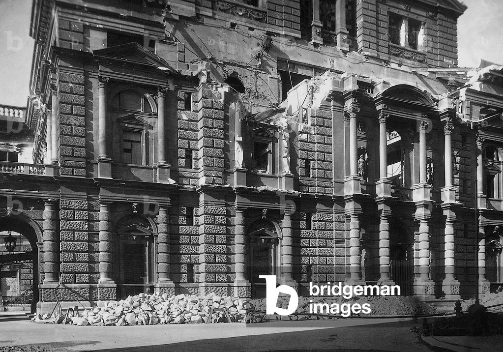 Destroyed Burgtheater in Vienna, 1945 (b/w photo)
