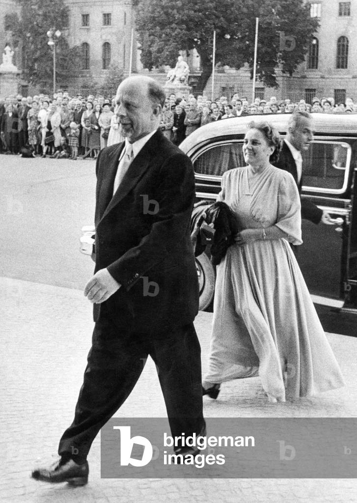 Walter Ulbricht with his wife, 1955 (b/w photo)