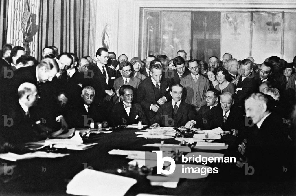 Reparations Commission in Paris, 1929 (b/w photo)
