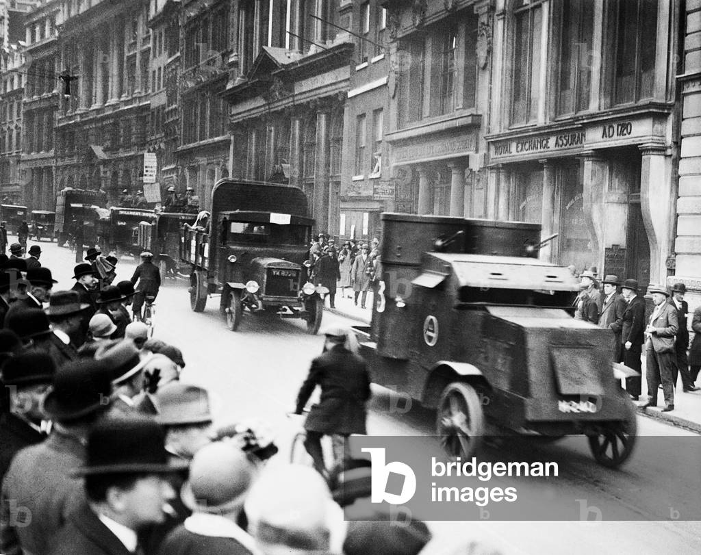 Convoy of foodstuffs during the General Strike, 1926 (b/w photo)