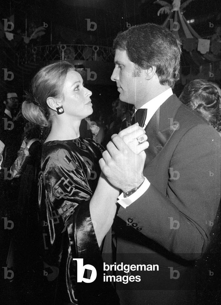 Senta Berger at the German Film Ball in Munich, 1974 (b/w photo)