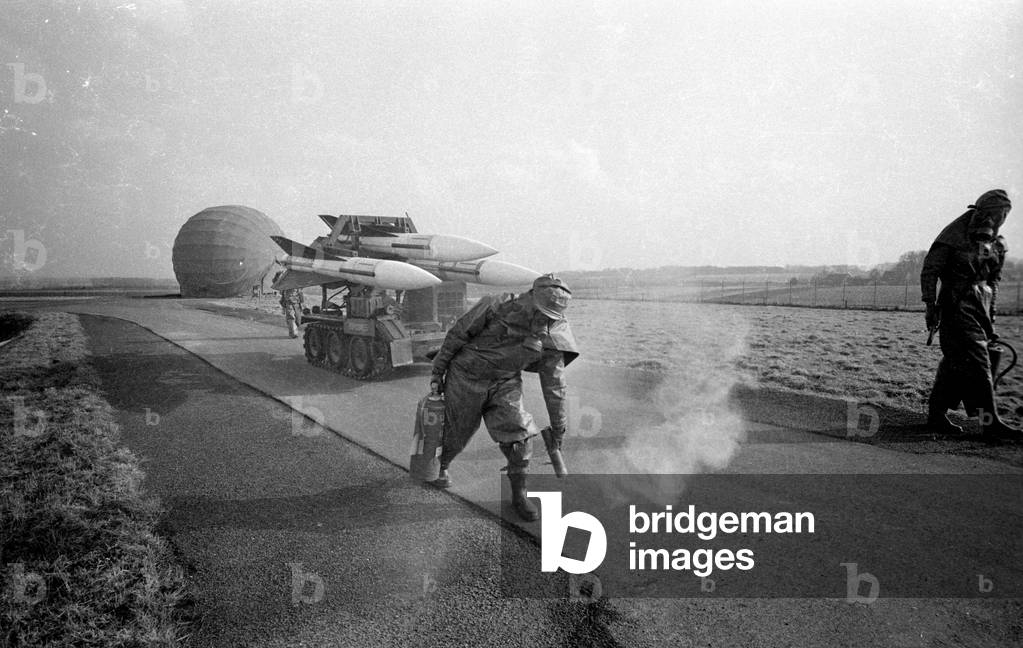 FlaRak (Air Defence Missile) group in Delmenhorst, around 1970 (b/w photo)