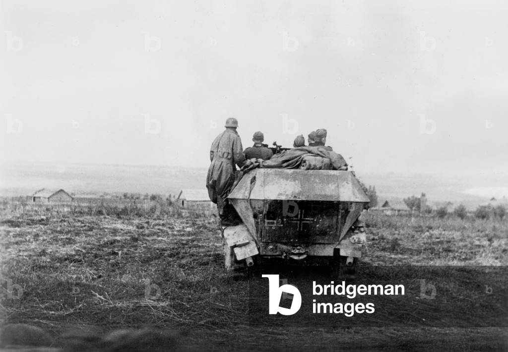 German armored fighting vehicle on the Eastern front, 1941 (b/w photo)