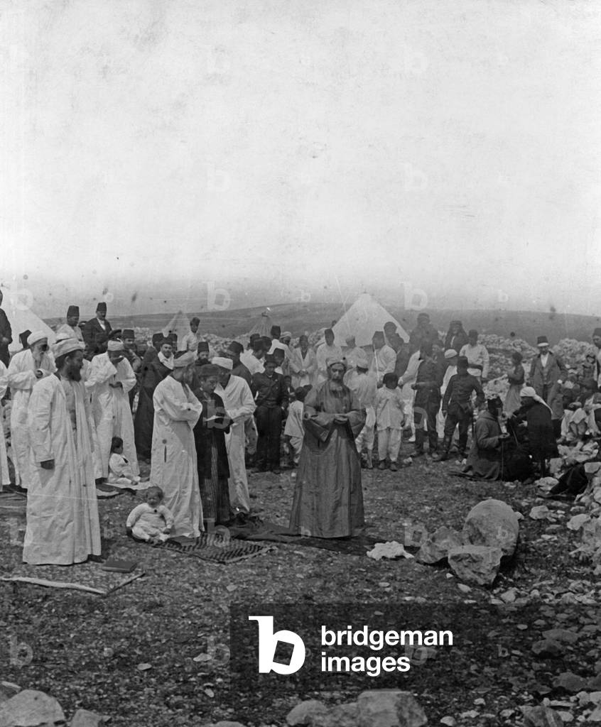 Samaritans at Passover in Palestine, 1908 (b/w photo)