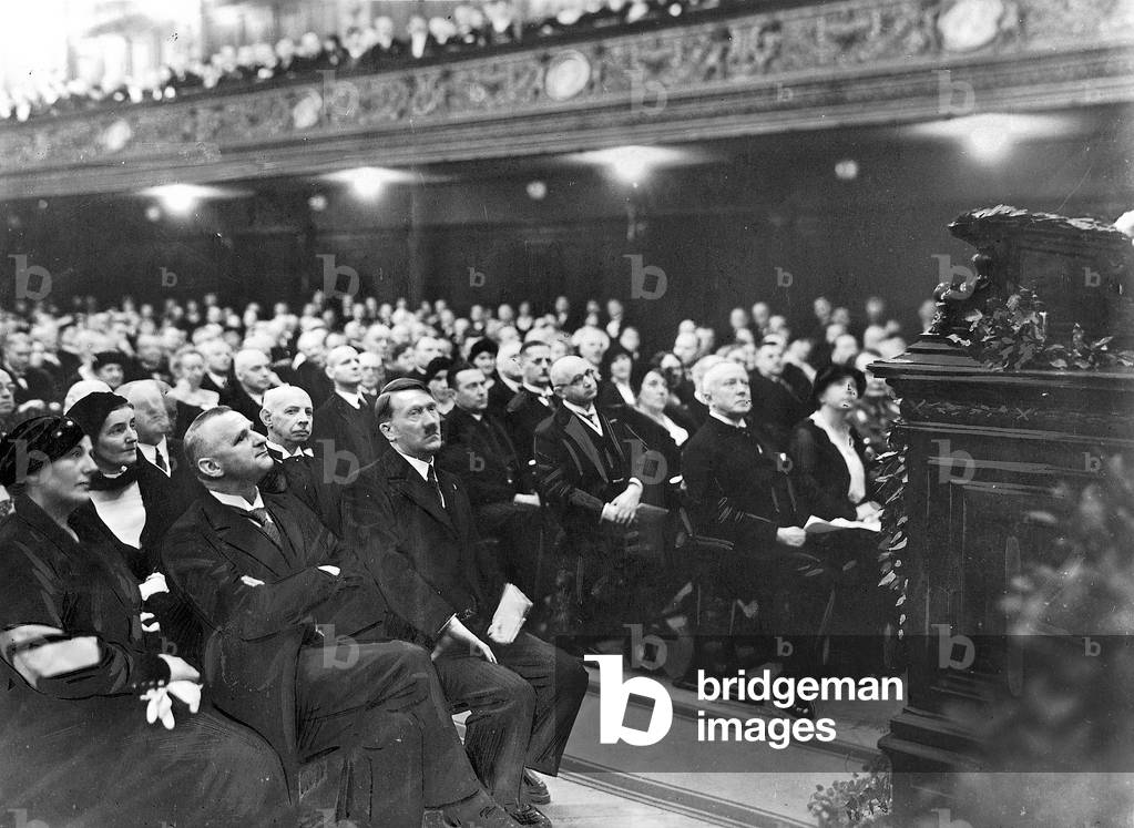 Adolf Hitler, Carl Friedrich Goerdeler, and Winifred Wagner in Leipzig, 1933 (b/w photo)