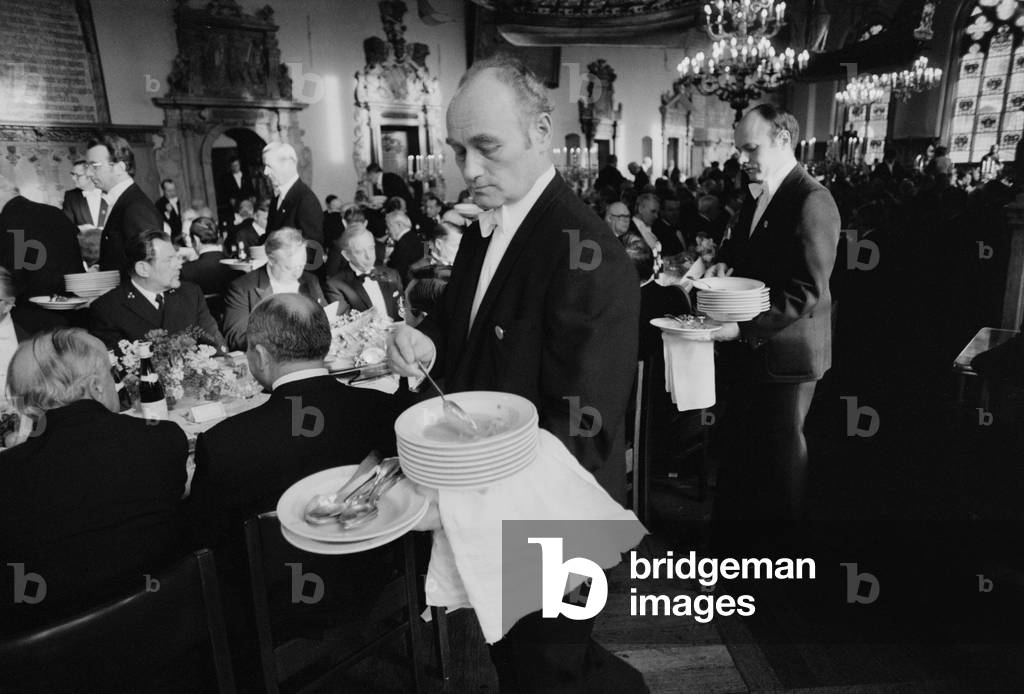 Schaffermahlzeit in Bremen's Town Hall (b/w photo)