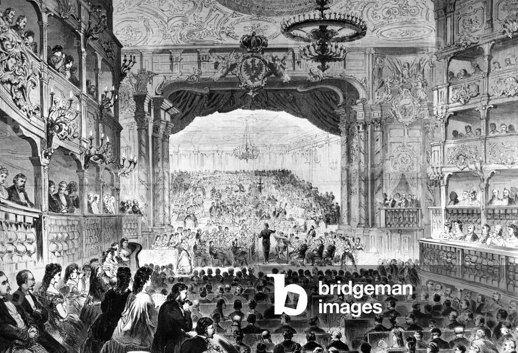 Gala performance at the groundbreaking ceremony of the Festspielhaus in Bayreuth, 1872 (b/w photo)
