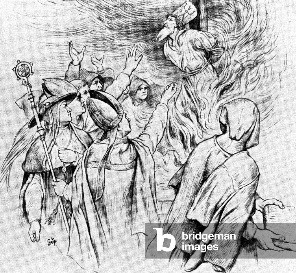 Burning of Jan Hus, 1415 (b/w photo)