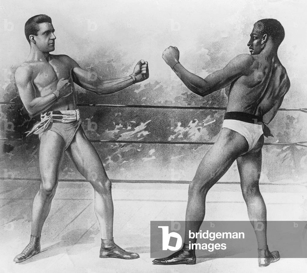James Corbett against Peter Jackson, 1891 (b/w photo)