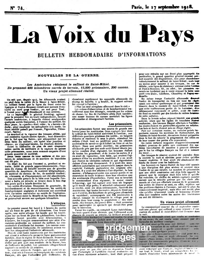 French war newspaper, 1918 (b/w photo)