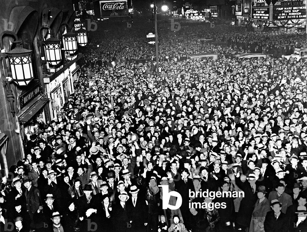 New Year's Eve on Broadway, 1934 (b/w photo)