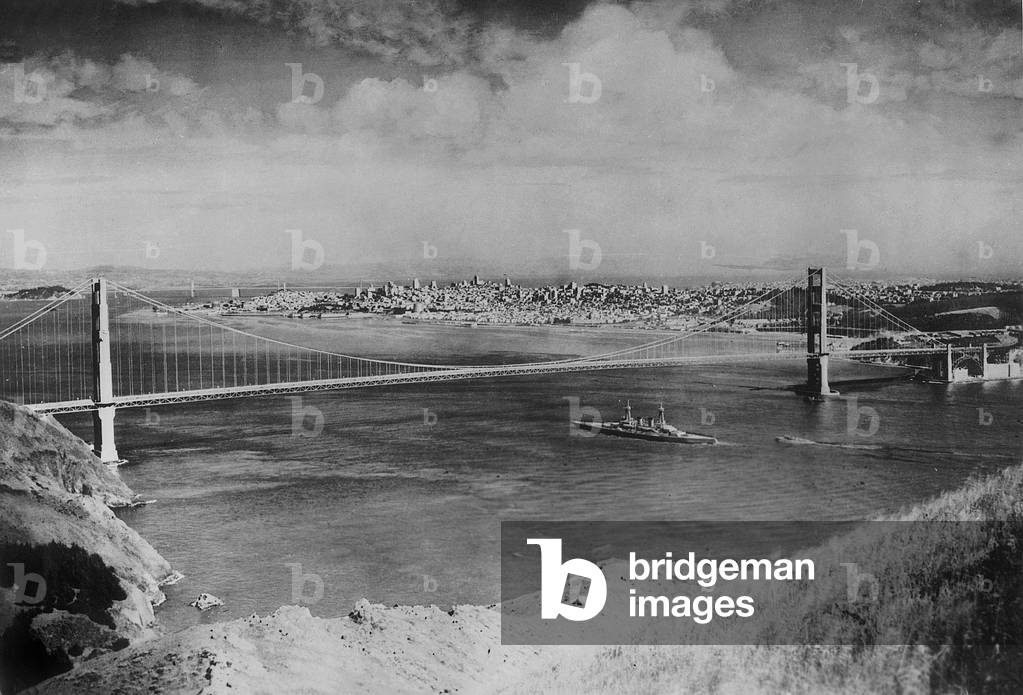 Golden Gate Bridge, 1935 (b/w photo)