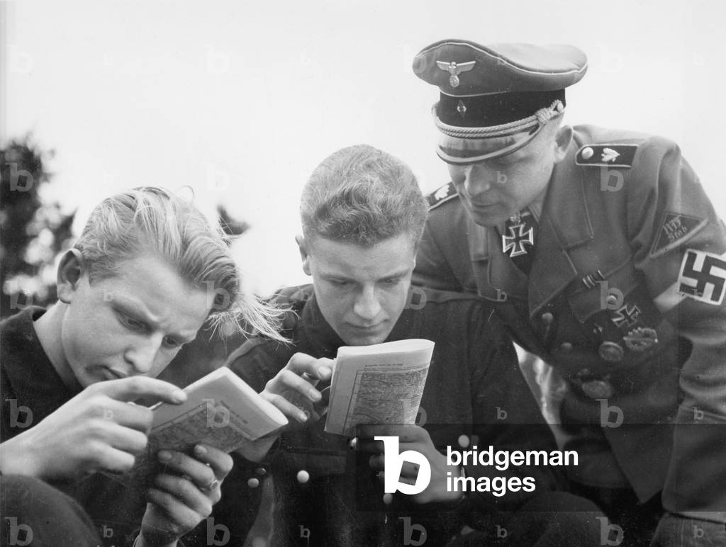 Pre-military training of the Hitler Youth, 1943 (b/w photo)