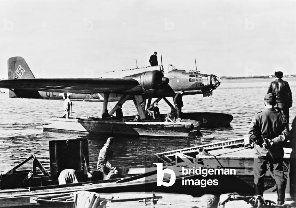 German seaplane 'He 115', 1940 (b/w photo)