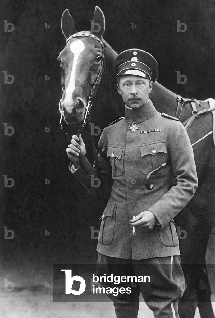 Crown Prince Wilhelm of Prussia with his horse, 1918