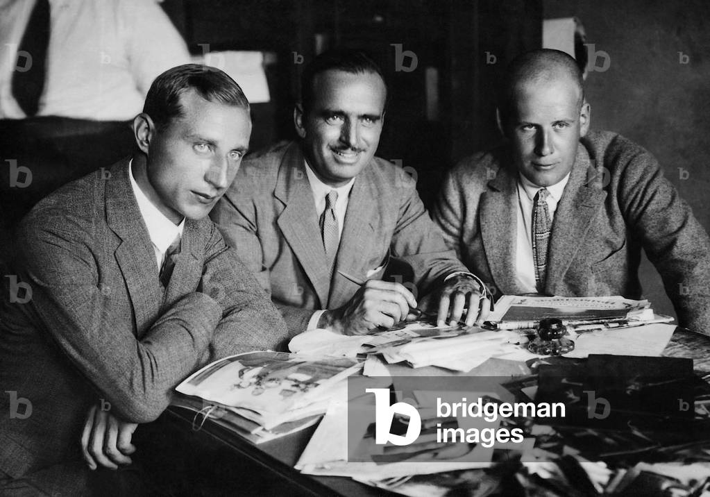 Eduard Tiss, Douglas Fairbanks and Sergei Eisenstein, 1926 (b/w photo)