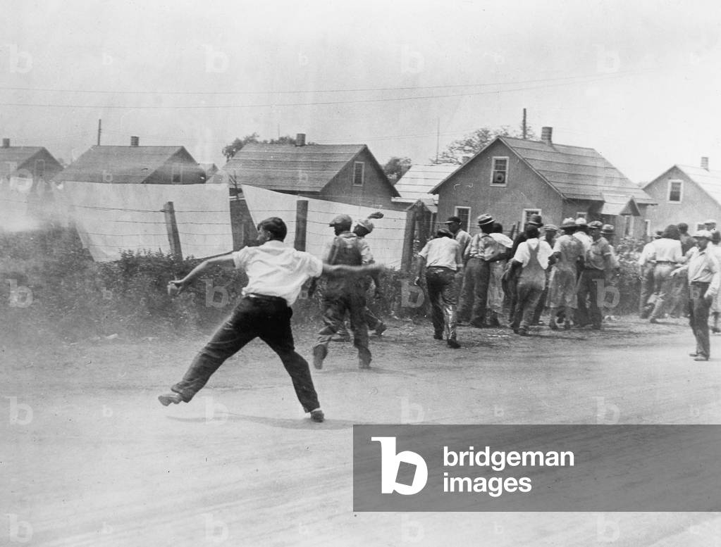 Farmer riots in New Jersey, 1934 (b/w photo)