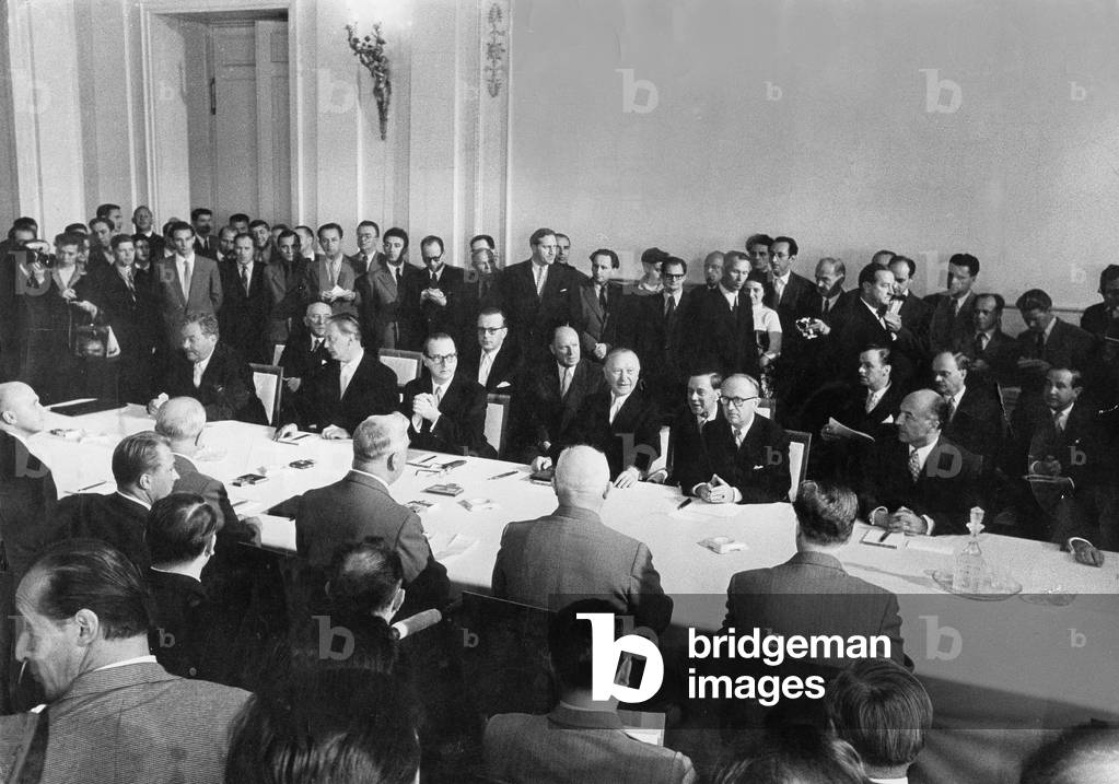 Konrad Adenauer during his visit to Moscow, 1955 (b/w photo)
