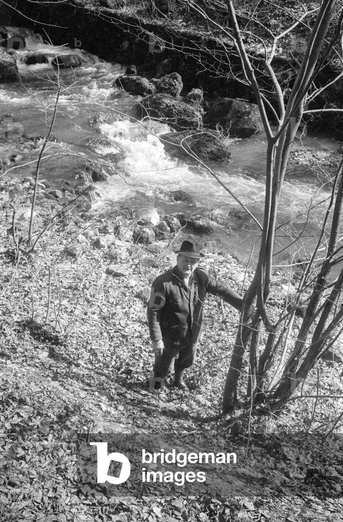 Johann Hauser in the wild, 1966 (b/w photo)