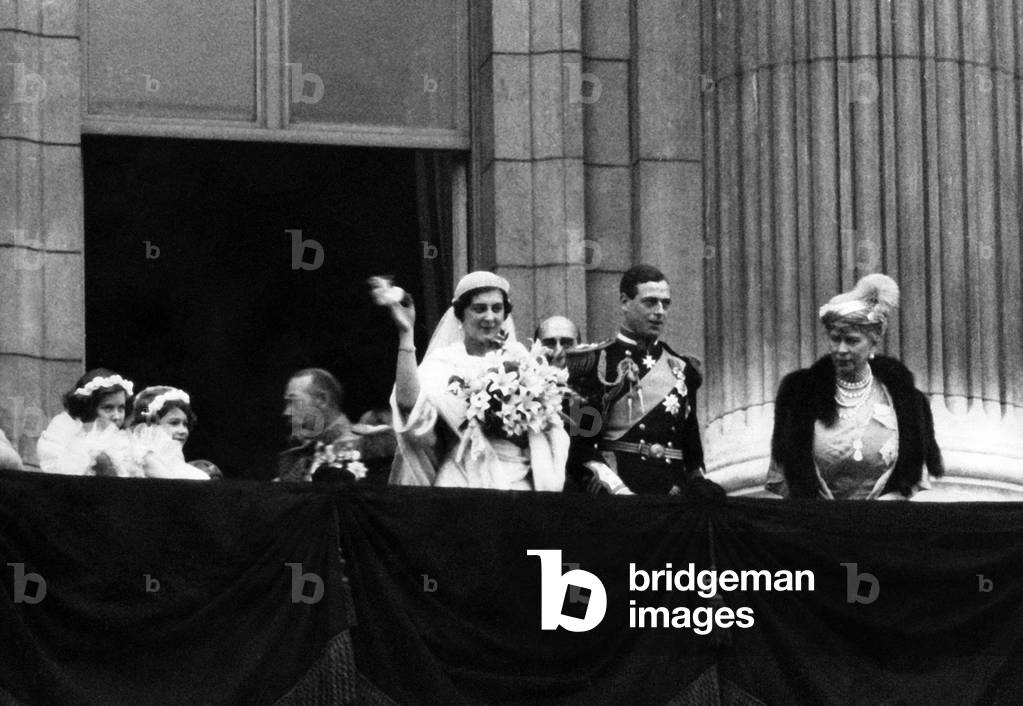 Marina and George I at their wedding, 1934 (b/w photo)
