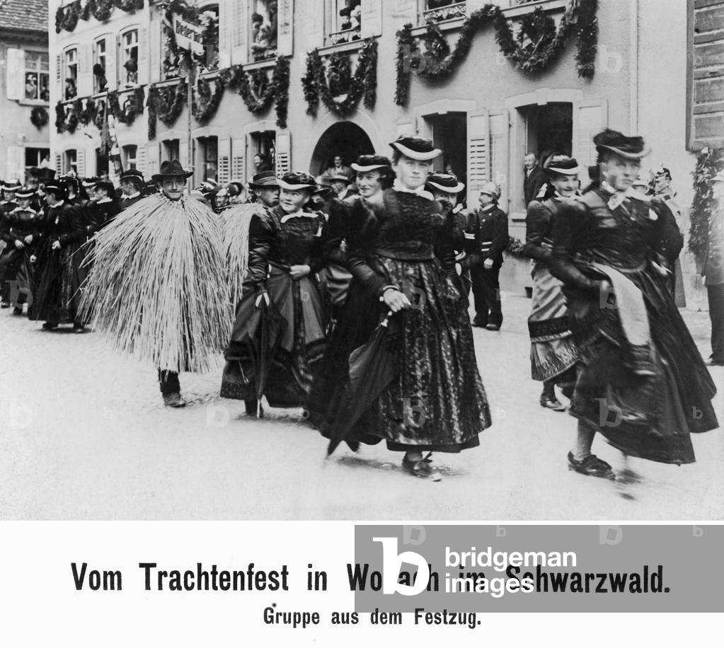 Traditional costume festival in the Black Forest, 1912 (b/w photo)