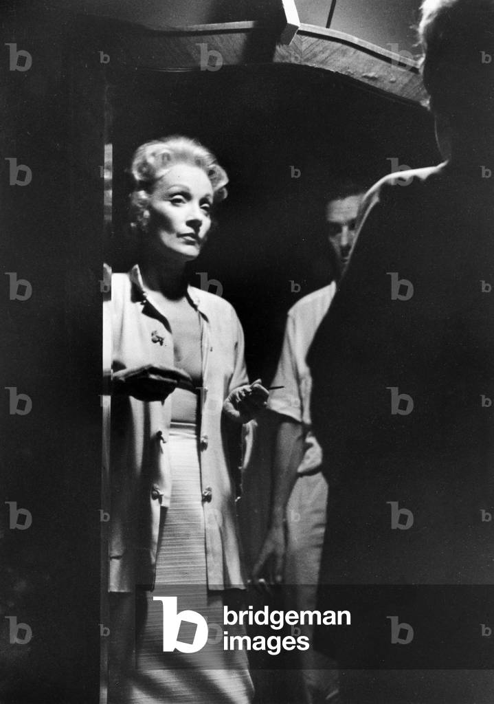 Marlene Dietrich, 1957  (b/w photo)