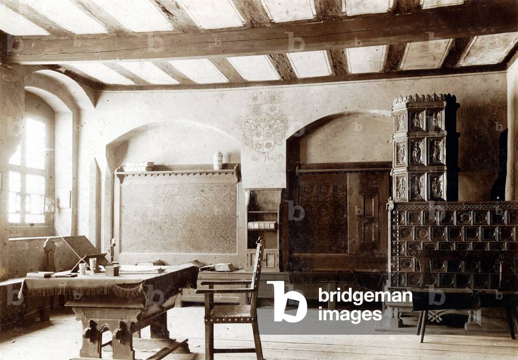 Philipp Melanchthon's study in Wittenberg, 1910 (b/w photo)