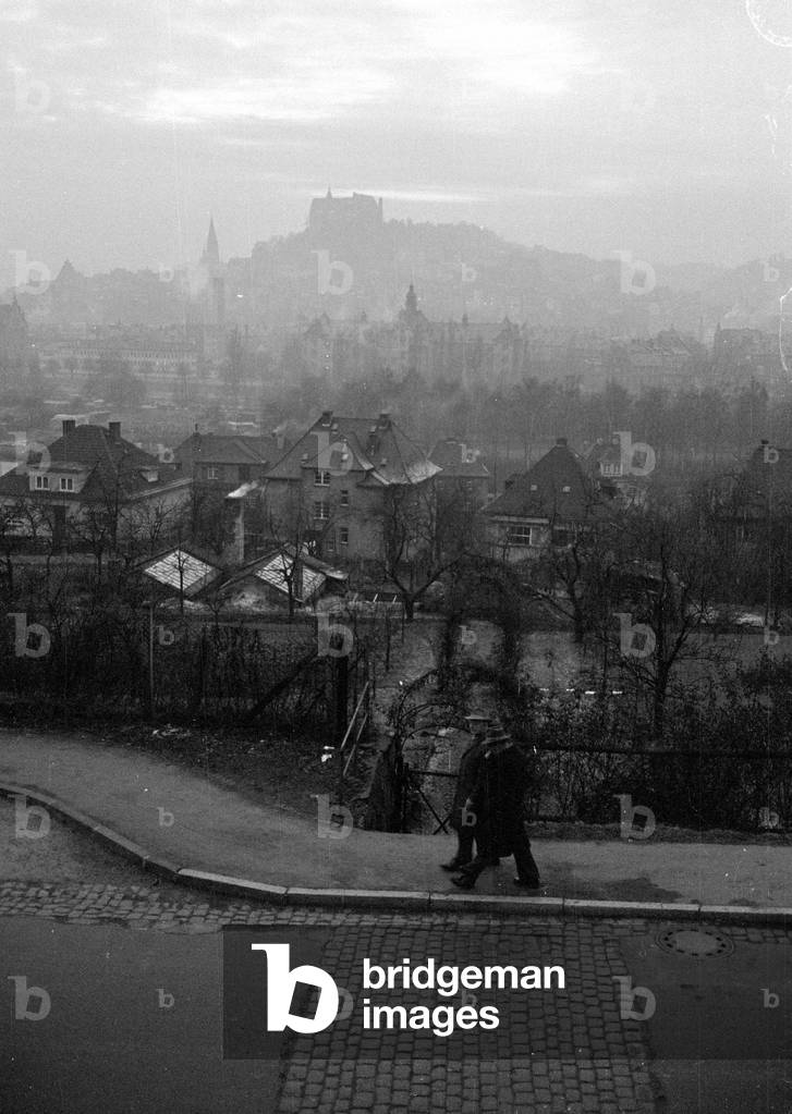 View of the city of Marburg, 1961 (b/w photo)