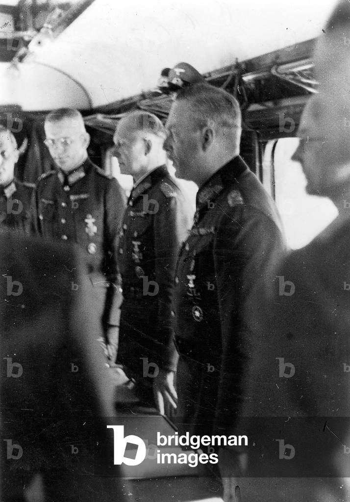 Wilhelm Keitel and Alfred Jodl presiding at the cease fire agreement in Compiegne (b/w photo)