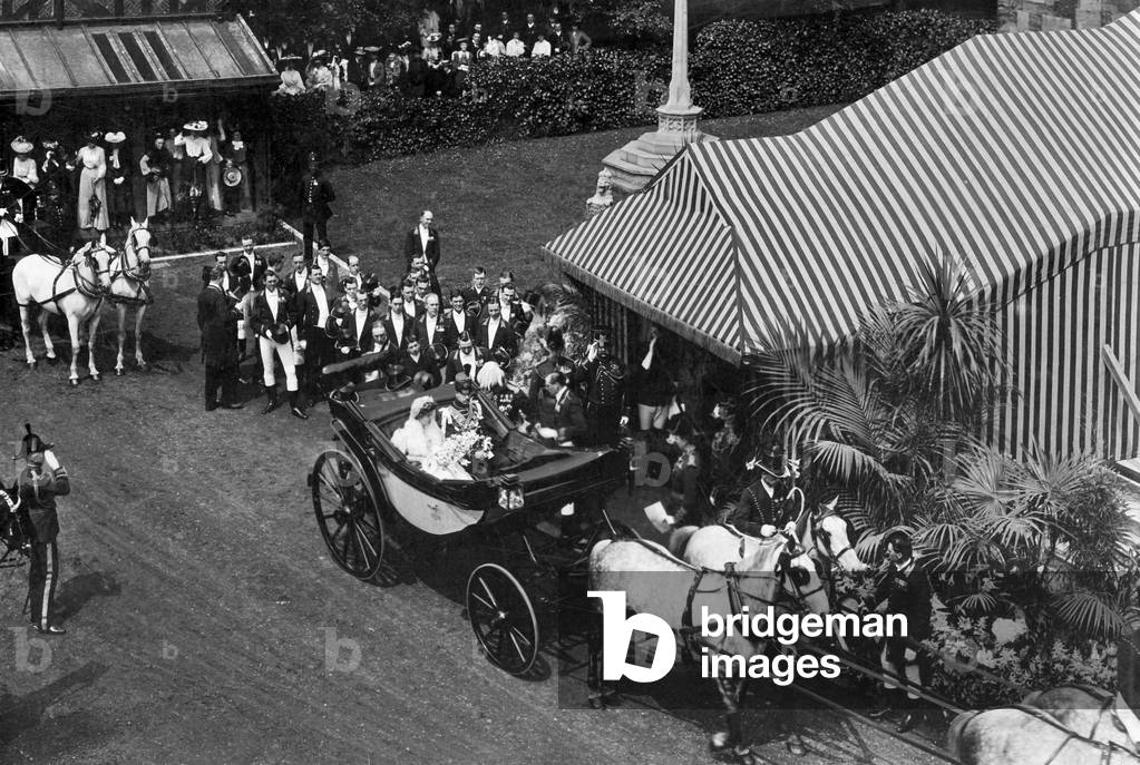 Wedding of Prince Gustav Adolf of Sweden, 1905 (b/w photo)