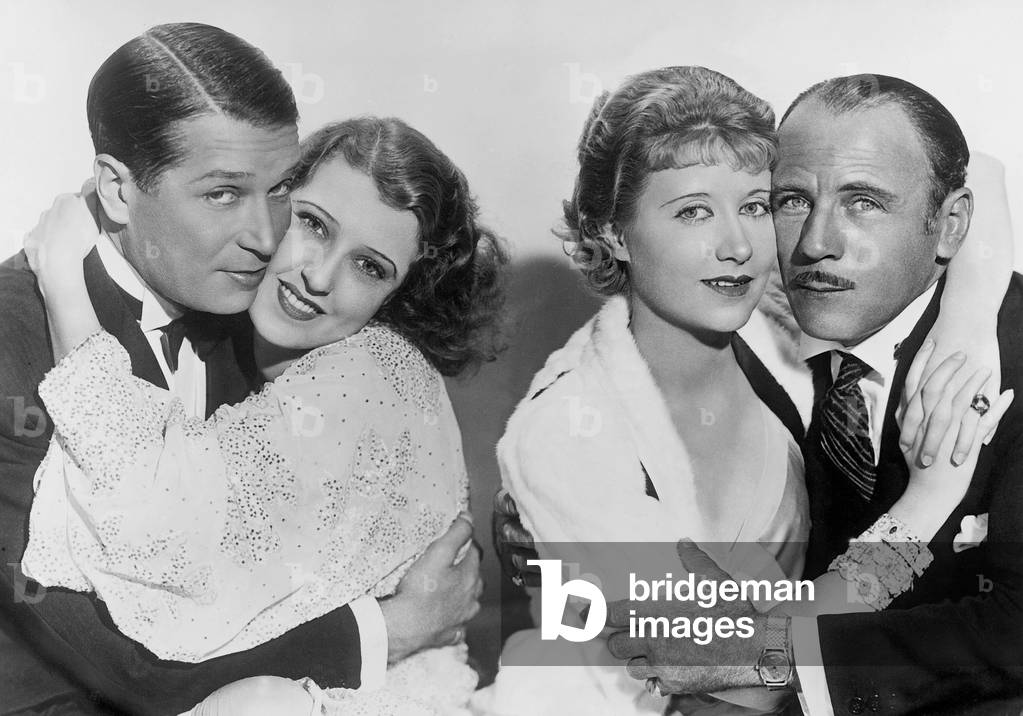 Maurice Chevalier, Jeanette MacDonald, Genevieve Tobin and Roland Young, 1932 (b/w photo)