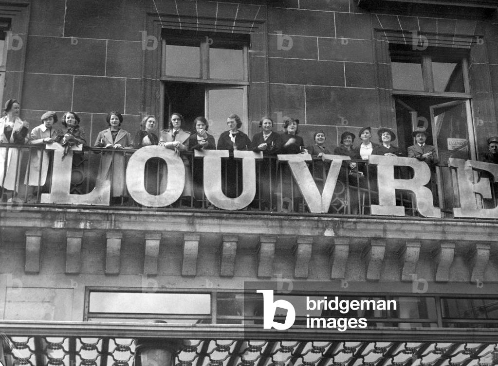 Striking saleswomen in Paris, 1936 (b/w photo)
