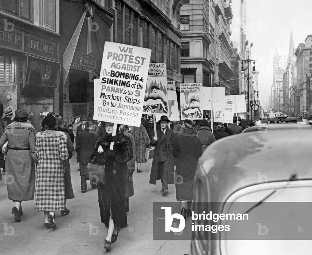 Demonstrations in New York, 1937 (b/w photo)