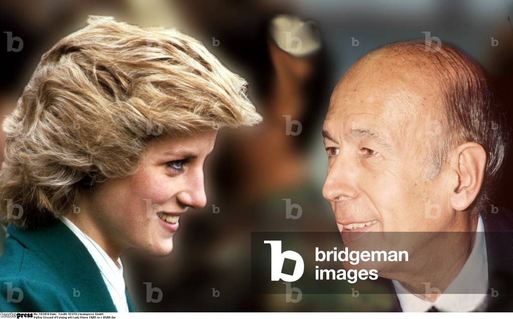 Valéry Giscard d'Estaing with Lady Diana (b/w photo)