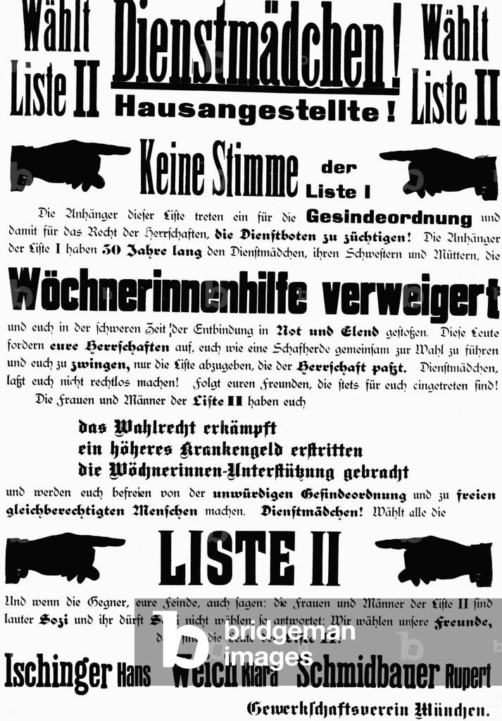 Socio-political poster, 1913 (b/w photo)