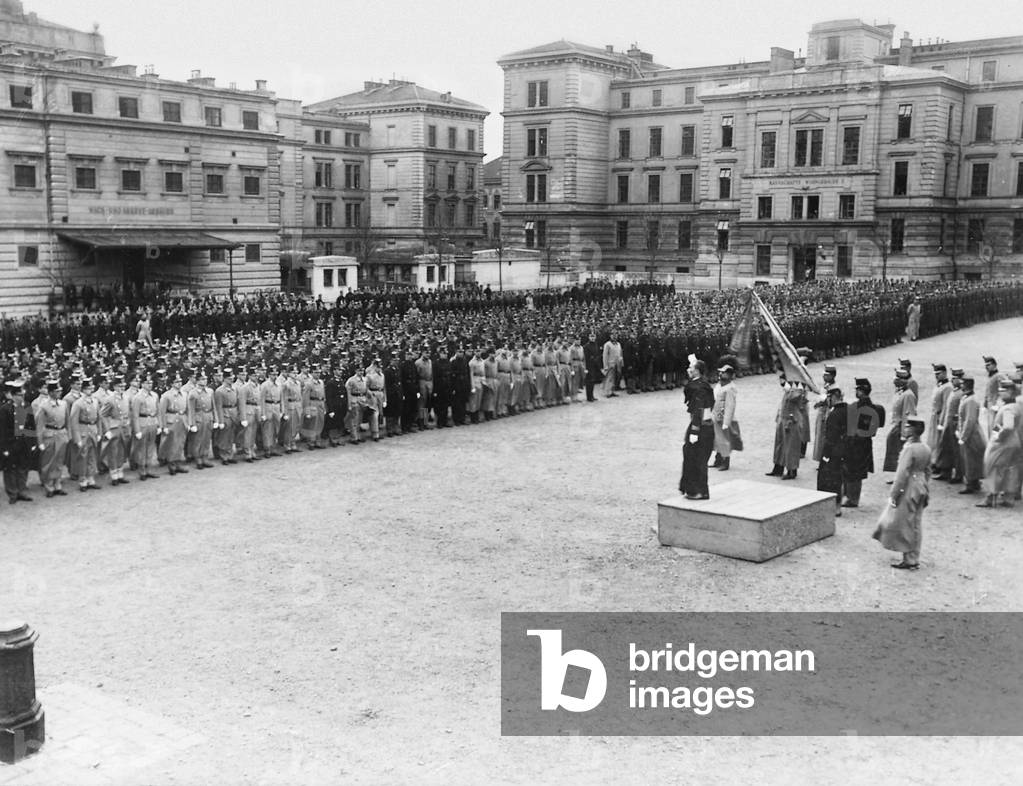 Swearing in of recruits, 1912 (b/w photo)